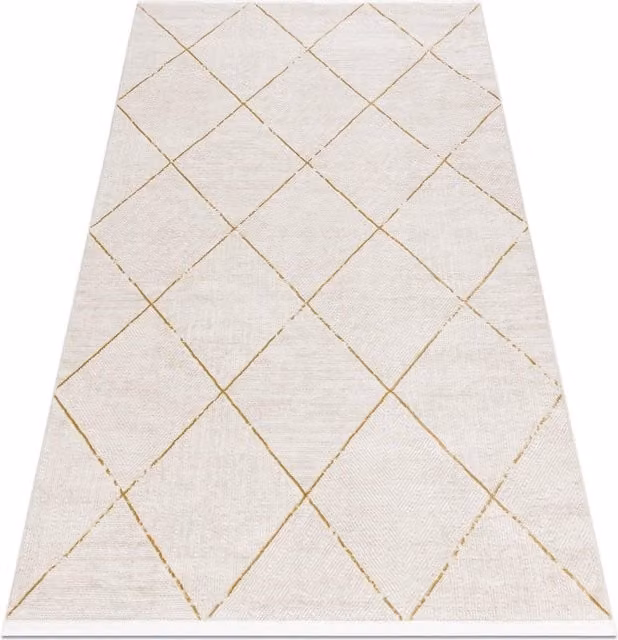 RugsX Duke Yellow Rectangular Rug with High-Low Effect and Fringes, W: 120 cm, L: 170 cm