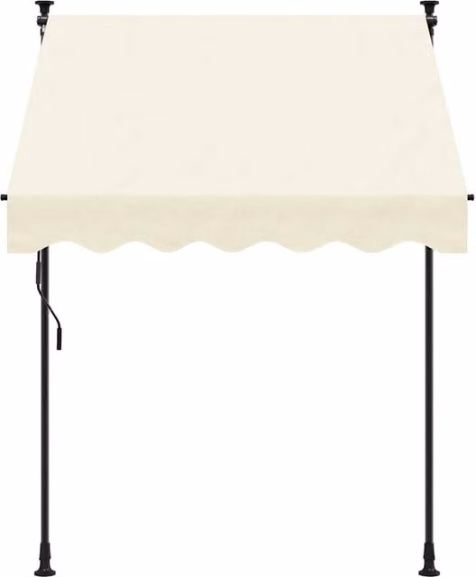 Berkfield Home Retractable Manual Awning in Cream Polyester and Steel, W/D/H: 210 x 150 x 150 cm