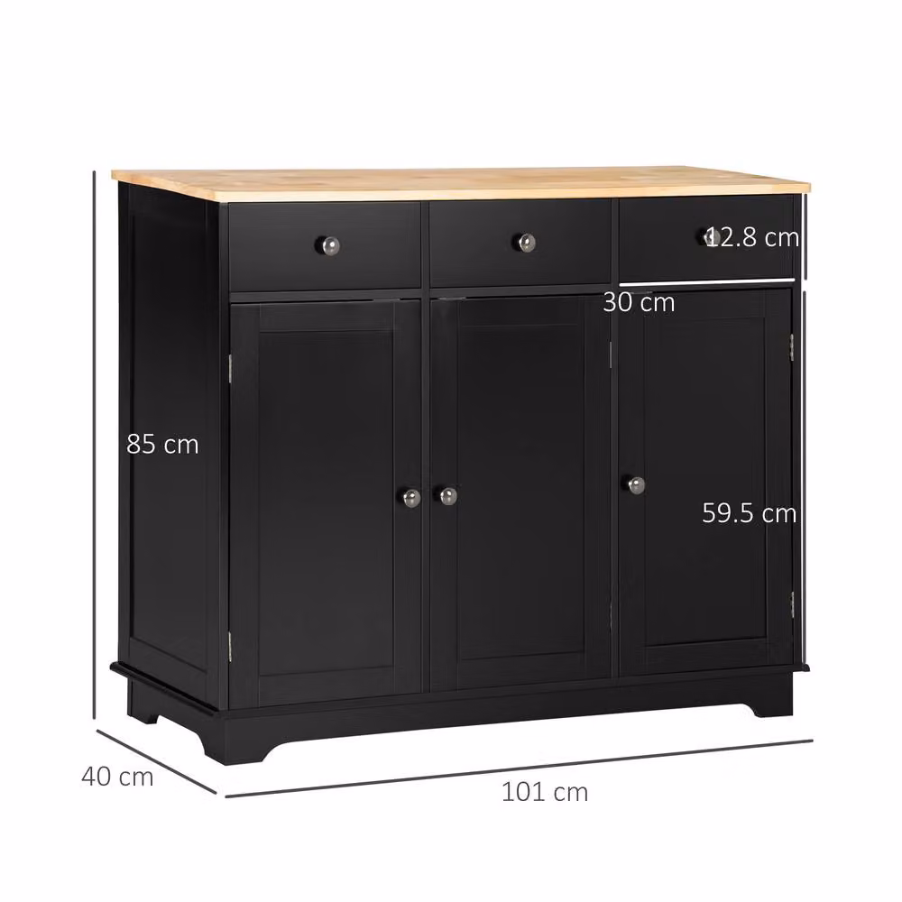 STILVORA Black Matt Sideboard with Adjustable Shelves and Drawers – 3