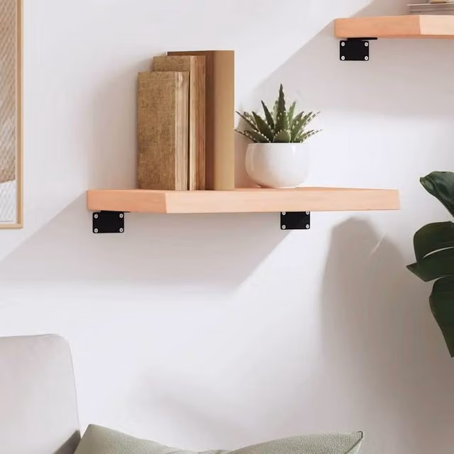 Berkfield Home Wall Mounted Oak Shelf in Light Brown, W/D/H: 40 x 30 x 30 cm