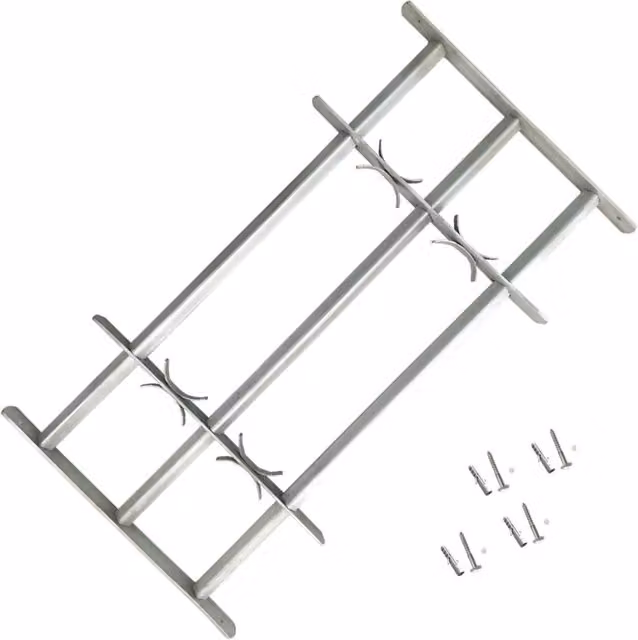 Berkfield Home Adjustable Silver Steel Security Window Grille with 3 Crossbars