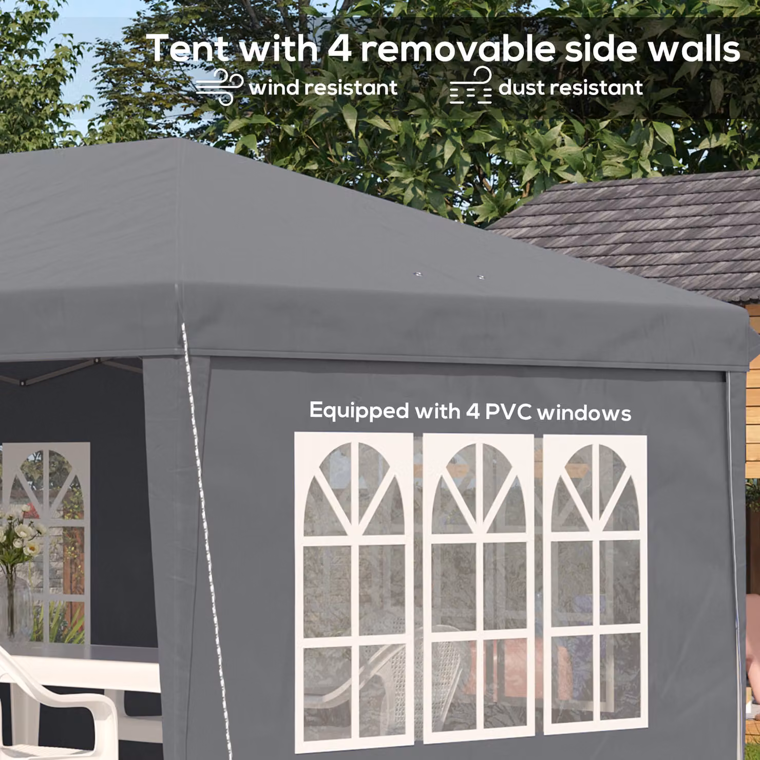 Outsunny Heavy Duty Grey Garden Gazebo Party Tent Marquee with Removable Sidewalls, W: 600 cm, D: 300 cm, H: 270 cm – 8