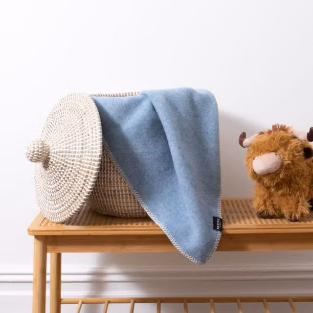 Native Natural Soft Blue Pure Wool Baby Blanket