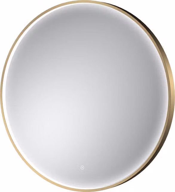 Balterley Round Inset Framed LED Touch Sensor Mirror in Brushed Brass, Diameter: 80 cm