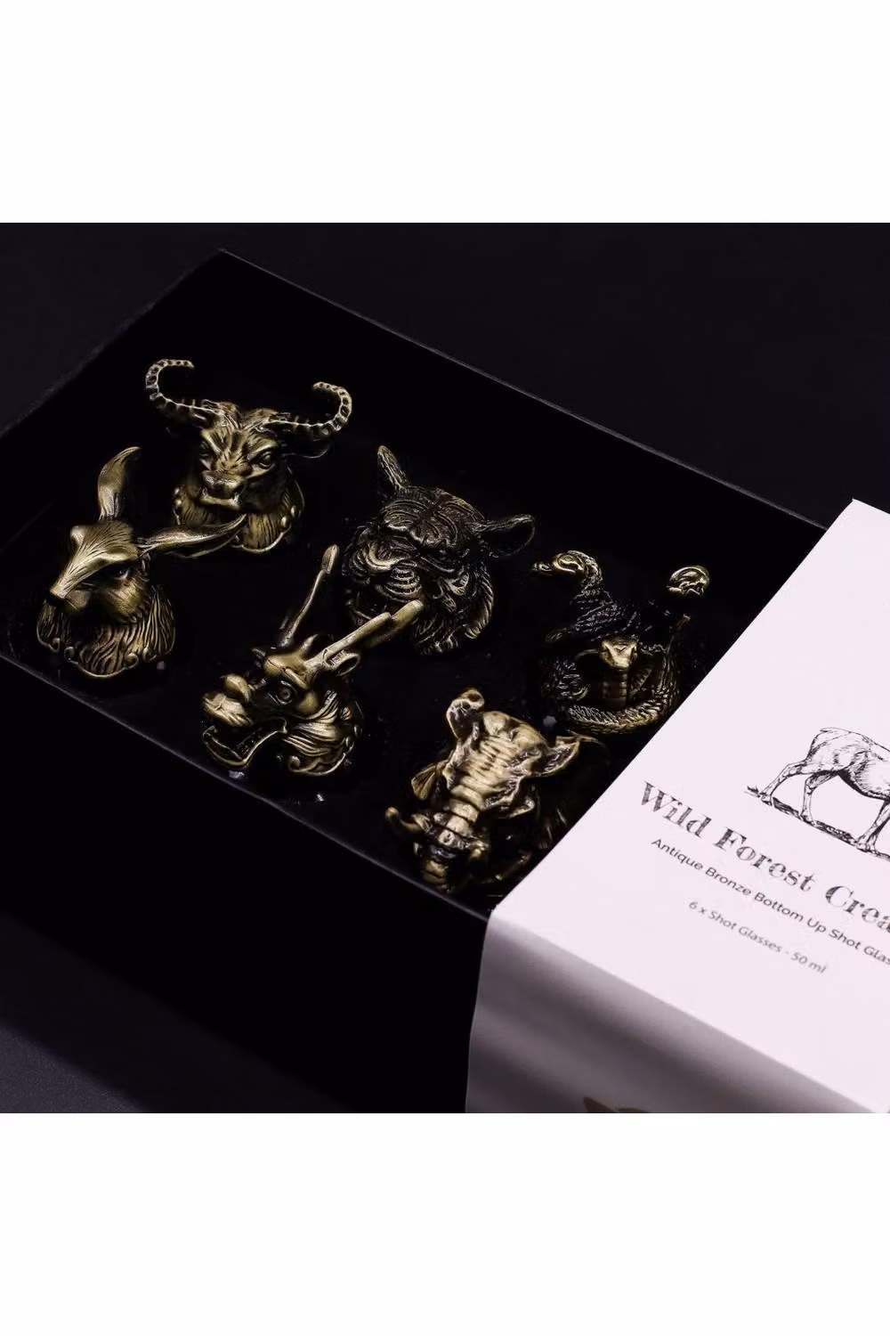 KDMD Mystical Creatures 6-Piece Shot Glass Set, 50ml, Antique Bronze and Gold – 3
