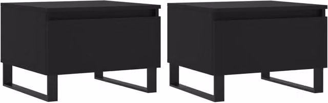 Berkfield Home Set of 2 Modern Black Nested Coffee Tables, W/D/H: 50 x 46 x 35 cm – 1