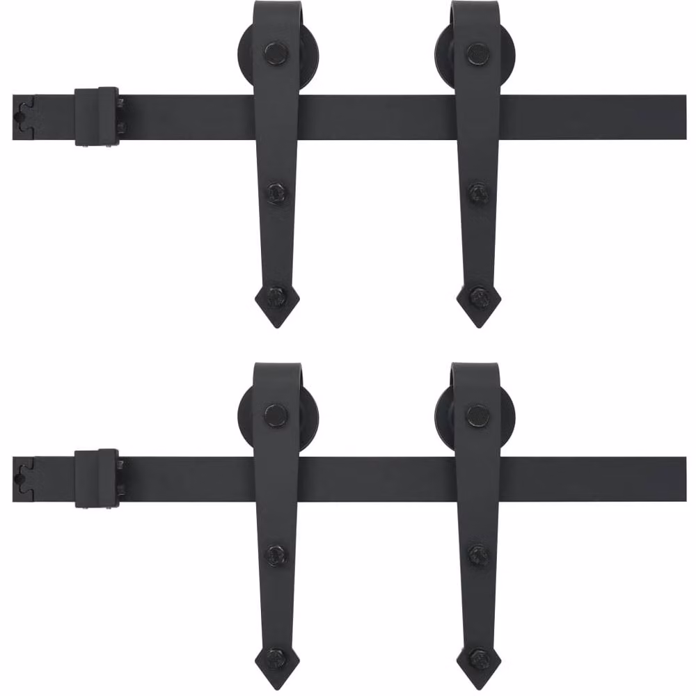 Berkfield Home Sliding Door Hardware Kit in Black Steel, 2 x 183 cm – 3