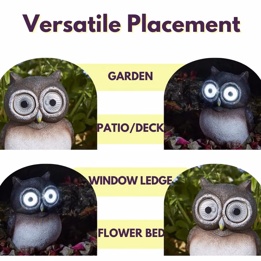 Marco Paul Brown Resin Solar Powered Owl Garden Ornament H: 12 cm – 5