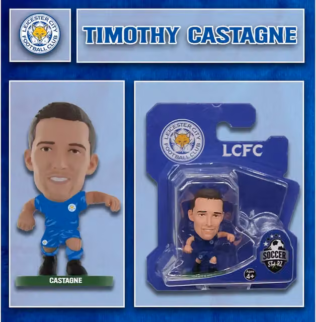 SoccerStarz Leicester City FC Timothy Castagne Home Kit Mini Figure, Blue, Height: 5 cm