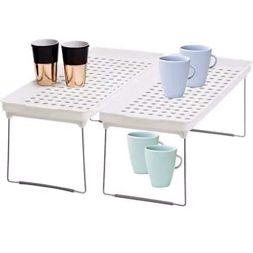 Orsina Adjustable White and Grey Plastic Kitchen Shelf Inserts – 1