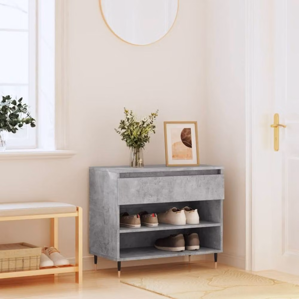Berkfield Home Modern Shoe Cabinet in Concrete Grey, W/D/H: 70 x 36 x 60 cm – 2