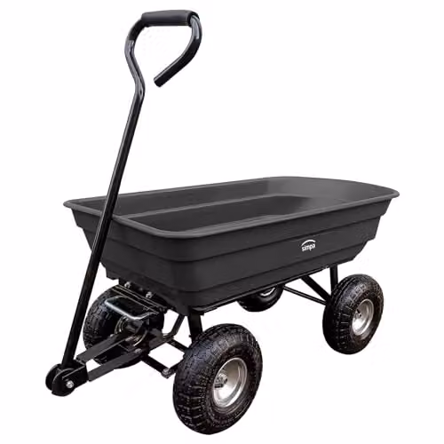 Simpa Multi-Purpose All Terrain Tipping Barrow Cart with Pneumatic Tyres, Black, W: 50.5 cm, D: 93 cm, H: 51 cm