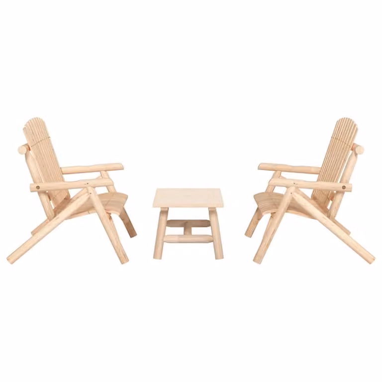 Berkfield Home 3 Piece Garden Lounge Set in Natural Solid Spruce Wood