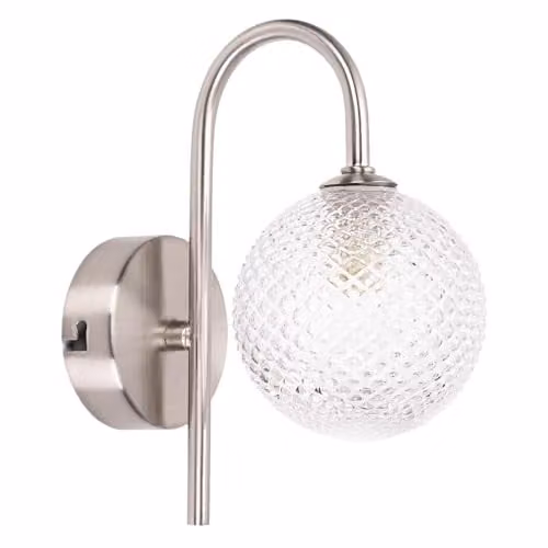 ValueLights Elle IP44 Modern Chrome and Glass Single Shade Wall Light with LED Bulb in Silver