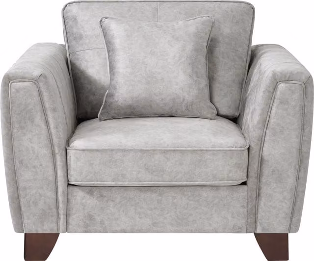 Comfy Living Grey Faux Suede 3 Seater Sofa with Scatter Cushions