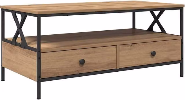 Berkfield Home Artisan Oak Coffee Table, Brown, W: 100 cm, D: 51 cm, H: 45 cm – 1