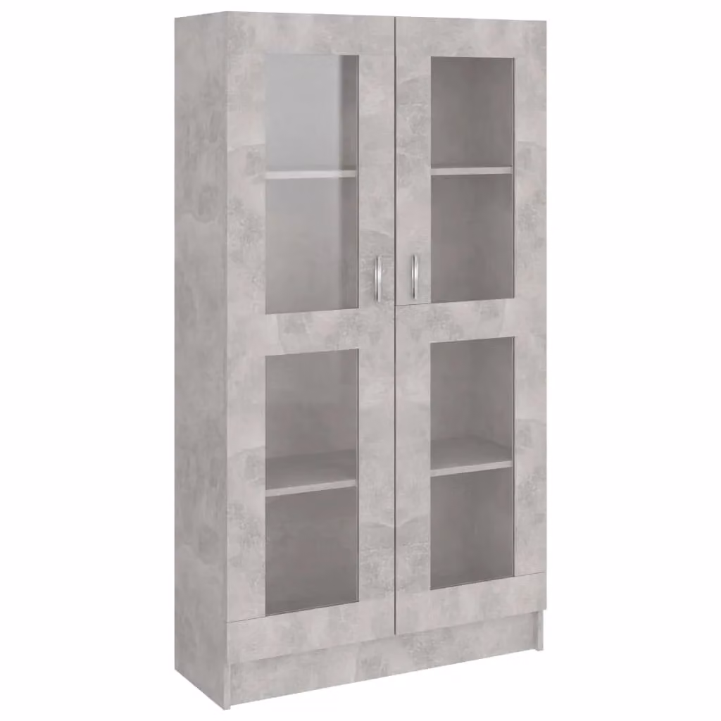 Berkfield Home Vitrine Cabinet in Concrete Grey with Glass Doors, W/D/H: 82.5 x 30.5 x 150 cm – 2