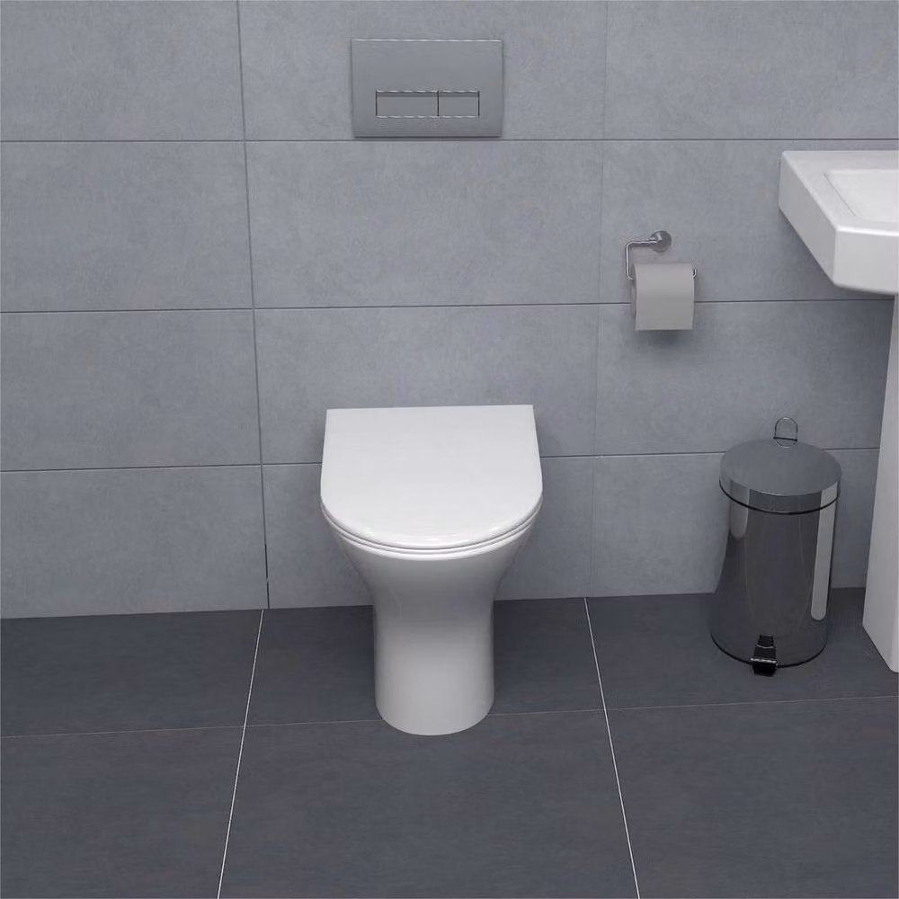 NESTLUNE White Ceramic Back To Wall Toilet with Soft Close Seat, W: 52 cm – 2
