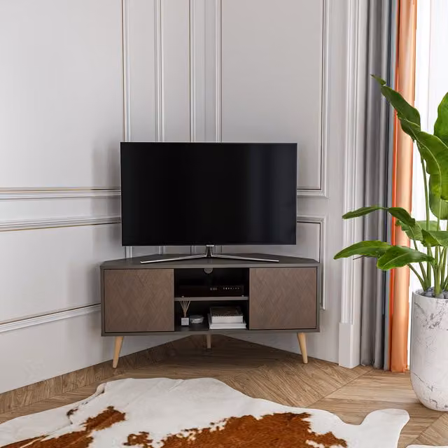 Decorotika Lesson Corner TV Unit in Brown and Multicolour, Width: 120 cm