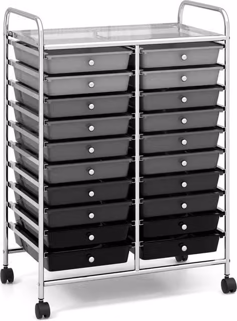 Costway 20 Drawer Mobile Storage Trolley Utility Cart in Grey