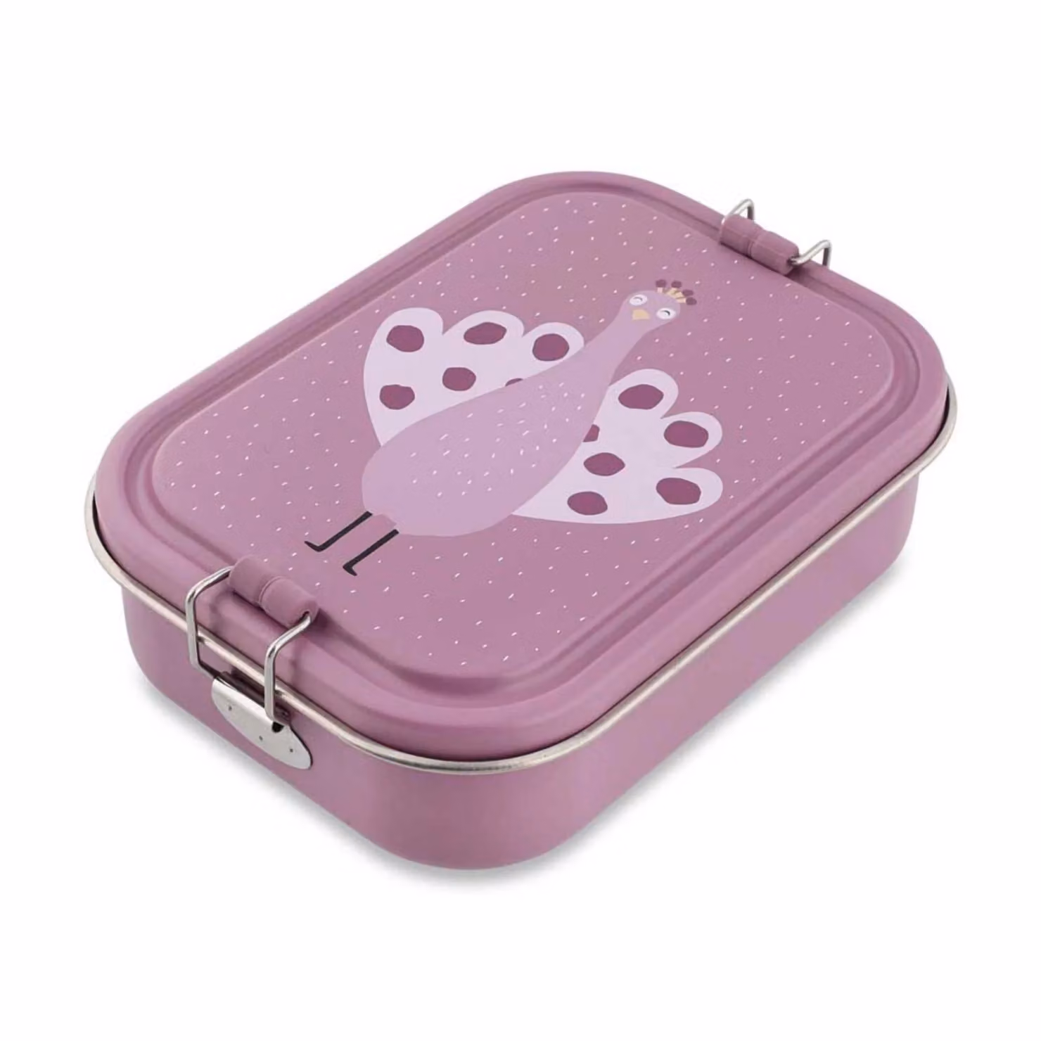 Trixie Small Lunch Box Mrs. Peacock in Purple with Dividers and Metal Clip – 2