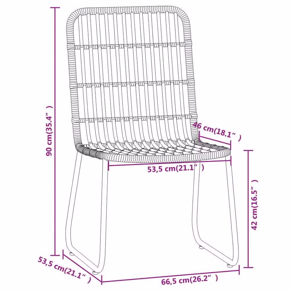 Berkfield Home 5 Piece Modern Garden Dining Set in Matt Black with Metal, Glass and Rattan – 3
