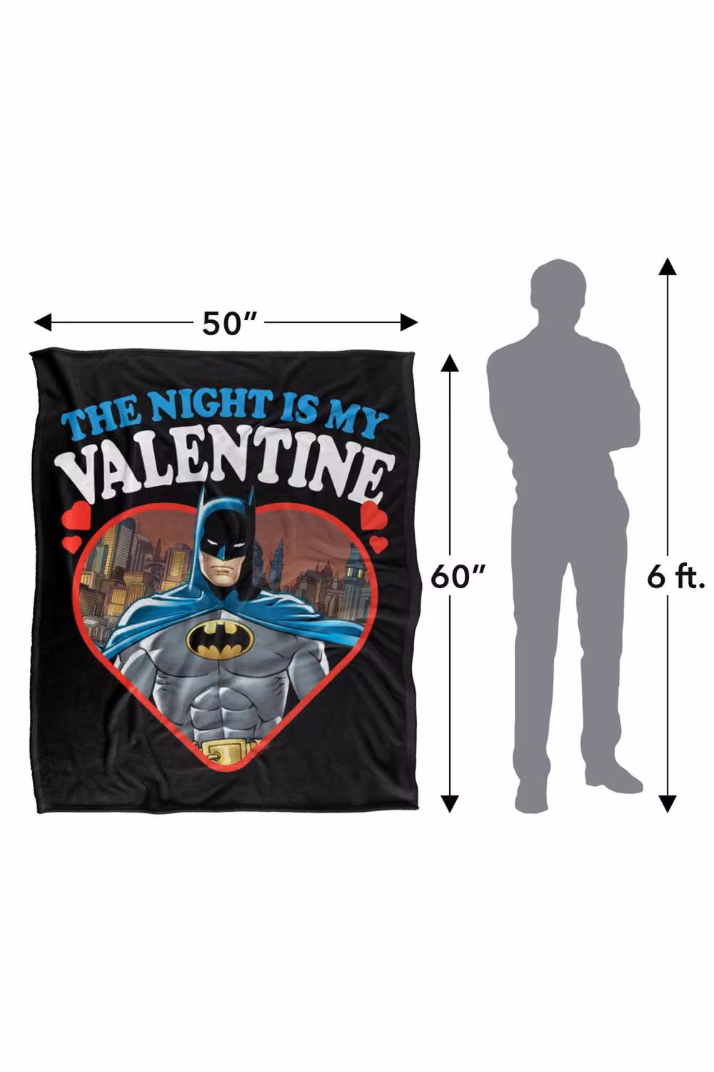 LOGOVISION Batman The Night Is My Valentine Super Soft Silky Touch Fleece Throw Blanket, Multicolour, W: 152 cm, D: 127 cm – 8