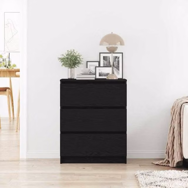 Berkfield Home Black Oak Sideboard in Matt MDF, W/D/H: 60 x 35 x 76 cm – 1