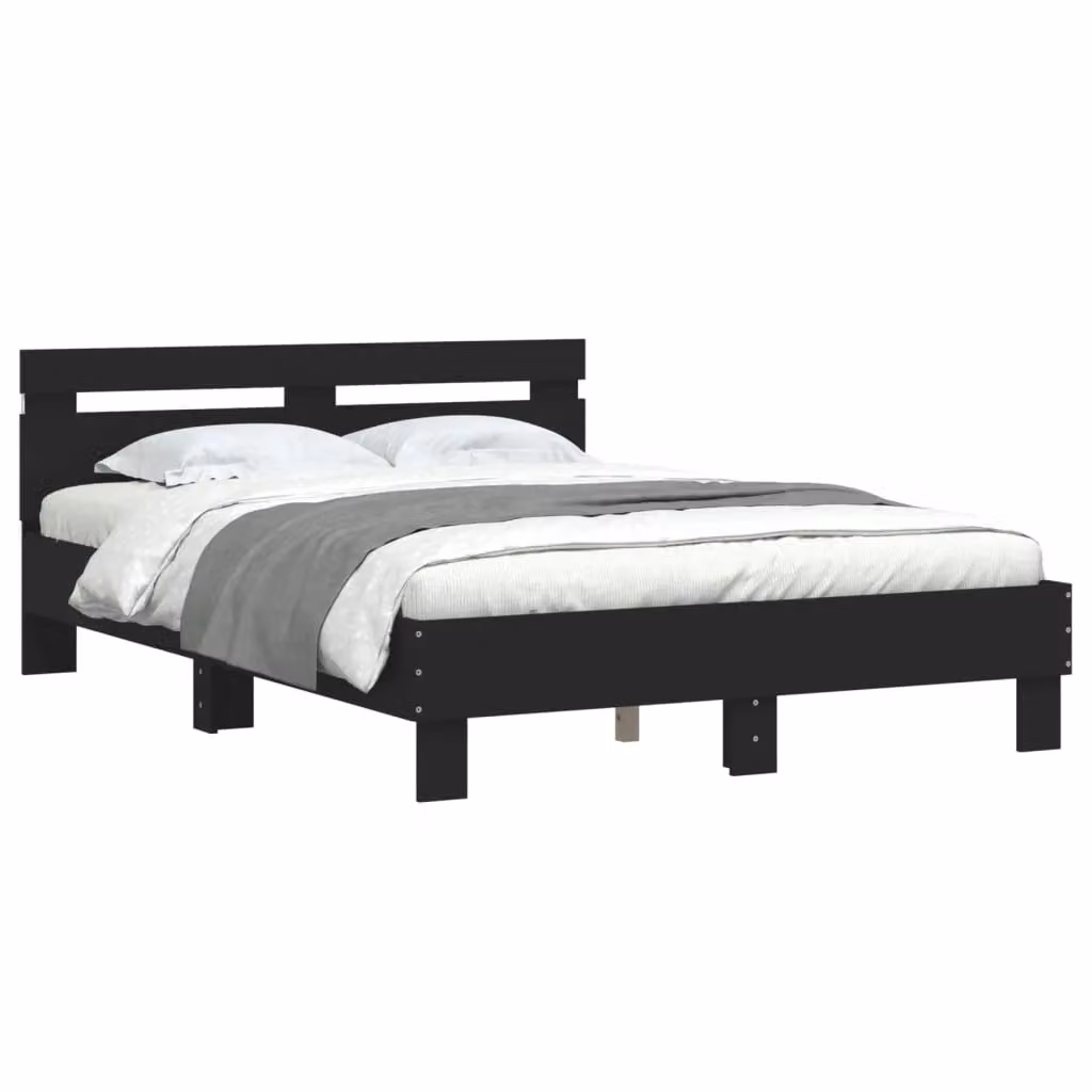 Berkfield Home Small Double Bed Frame in Black with LED Under-Bed Lighting and USB Charging Port, W/D/H: 120 x 200 cm – 4