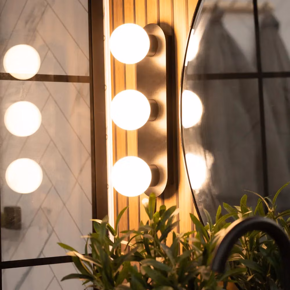 ValueLights Orbital 3 Way Bar Black Wall and Ceiling Light with Opal Glass Globe, IP44 Rated – 2