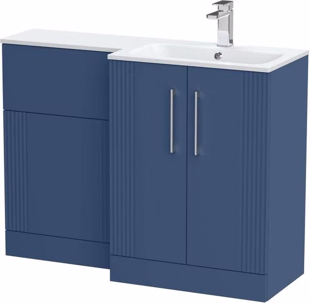Balterley Belvide 2 Door Vanity WC Combi Unit with Stone Basin, Blue, W: 110 cm