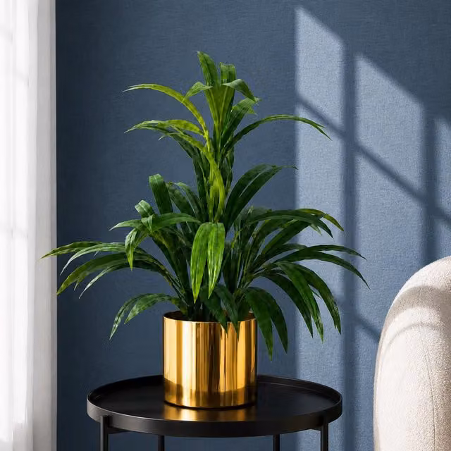 Botanik Premium Artificial Green Bamboo Shrub Plant with Gold Planter, Height: 65 cm – 2