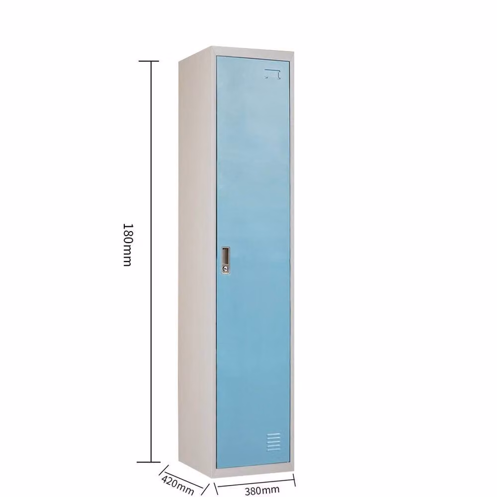 FORGEVIO Lockable 1 Door Metal Locker Cabinet in Matt Blue, H 180 x W 38 x D 42 cm – 2