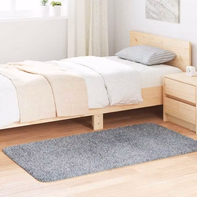 Berkfield Home NAVARRA Shaggy High Pile Rug in Silver Grey, W: 80 cm, L: 150 cm
