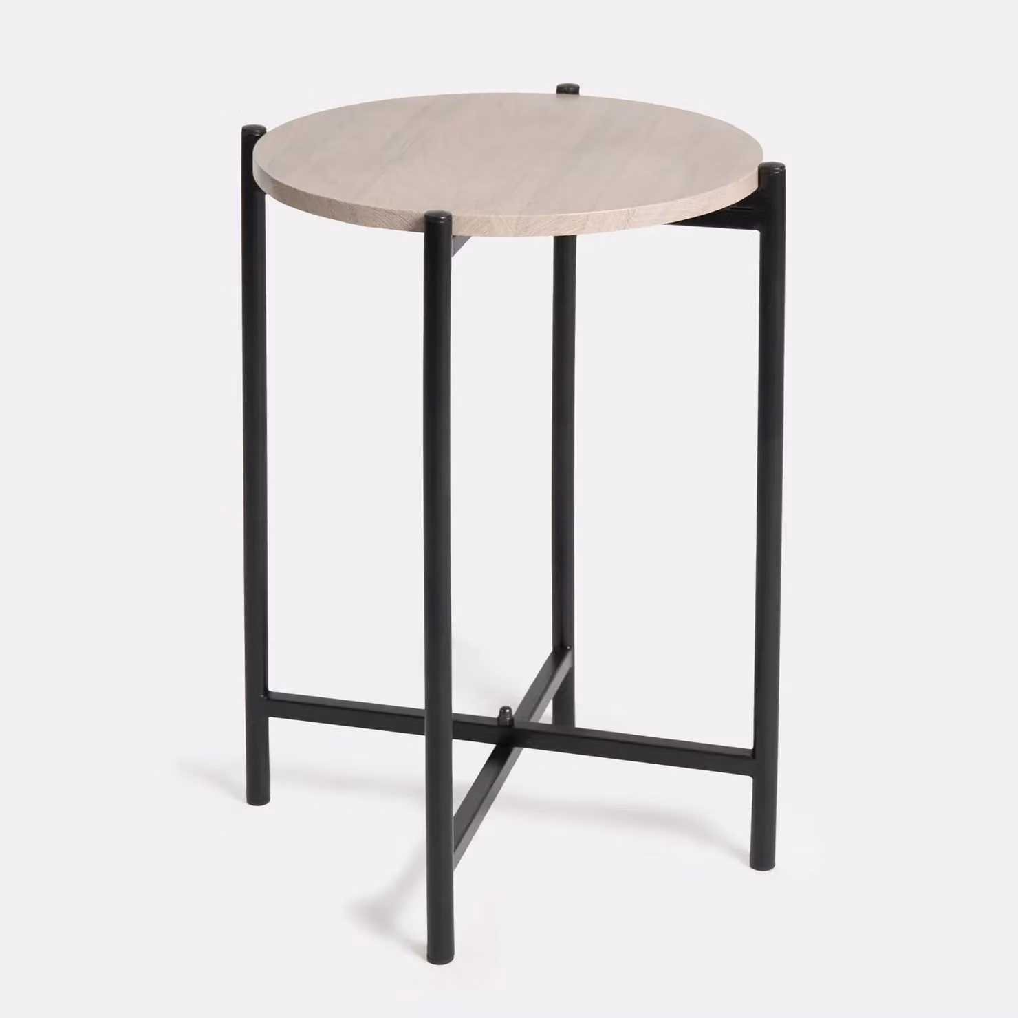 OHS Round Side Table and Nightstand with Metal Frame in Beige – 3