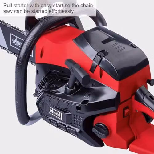 Scheppach PCS56 Petrol Chainsaw in Red with 53cc 3.1HP 2-Stroke Engine and 20 inch ProCut Blade – 4
