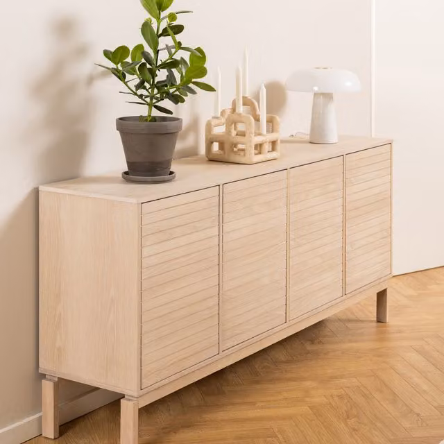 Linley 4 Door Modern White Oak Sideboard – 1