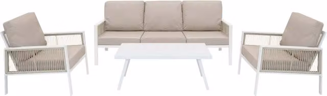 Jardi Modern White Aluminium Garden Furniture Set with 5 Seats