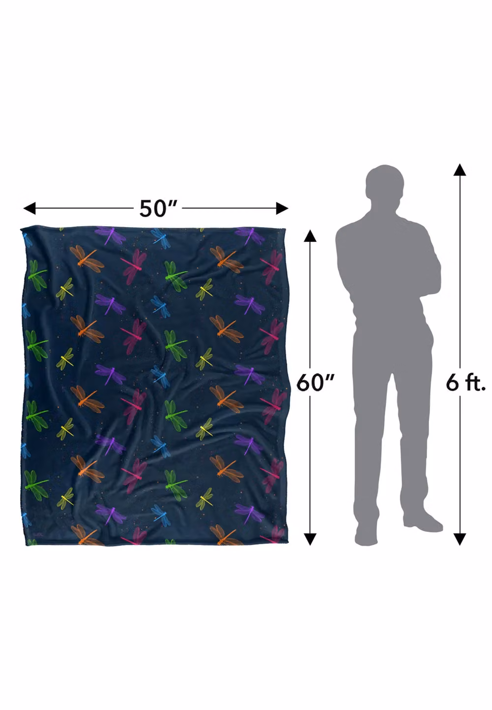 JQ Licensing James Piazza Neon Dragonflies Pattern Super Soft Fleece Throw Blanket, Multicolour, W/D/H: 152 x 127 cm – 6