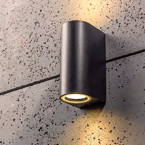 CGC Lighting Black Curved Up and Down Outdoor Wall Light with Transparent Glass – 2