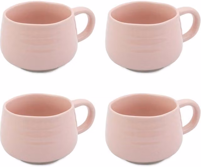 Jamie Oliver Big Love Cosy Cuppa Stoneware Mugs in Pink, Set of 4 – 1