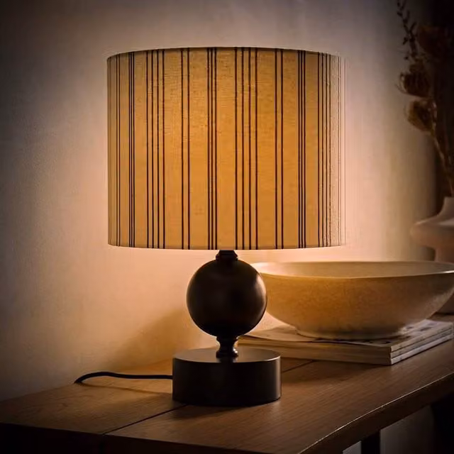 ValueLights Anthony Candlestick Table Lamp with Beige and White Fabric Cylinder Shade