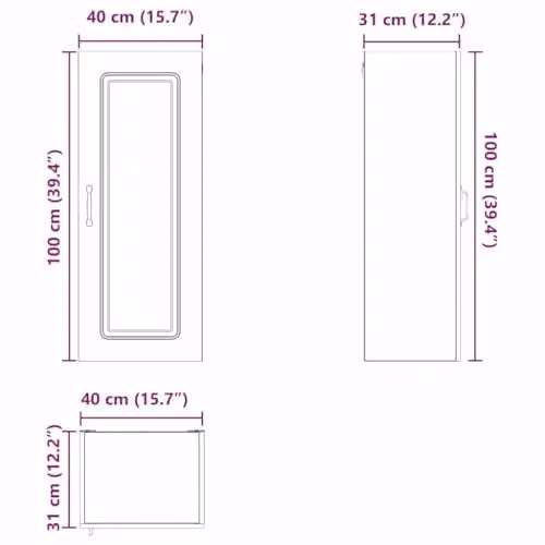 vidaXL White Dishwasher Panel Kalmar, W/D/H: 40 x 31 x 100 cm
