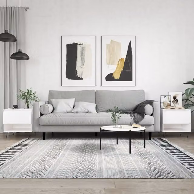 Berkfield Home Set of 2 Modern White Square Coffee Tables, W/D/H: 50 x 46 x 50 cm – 1
