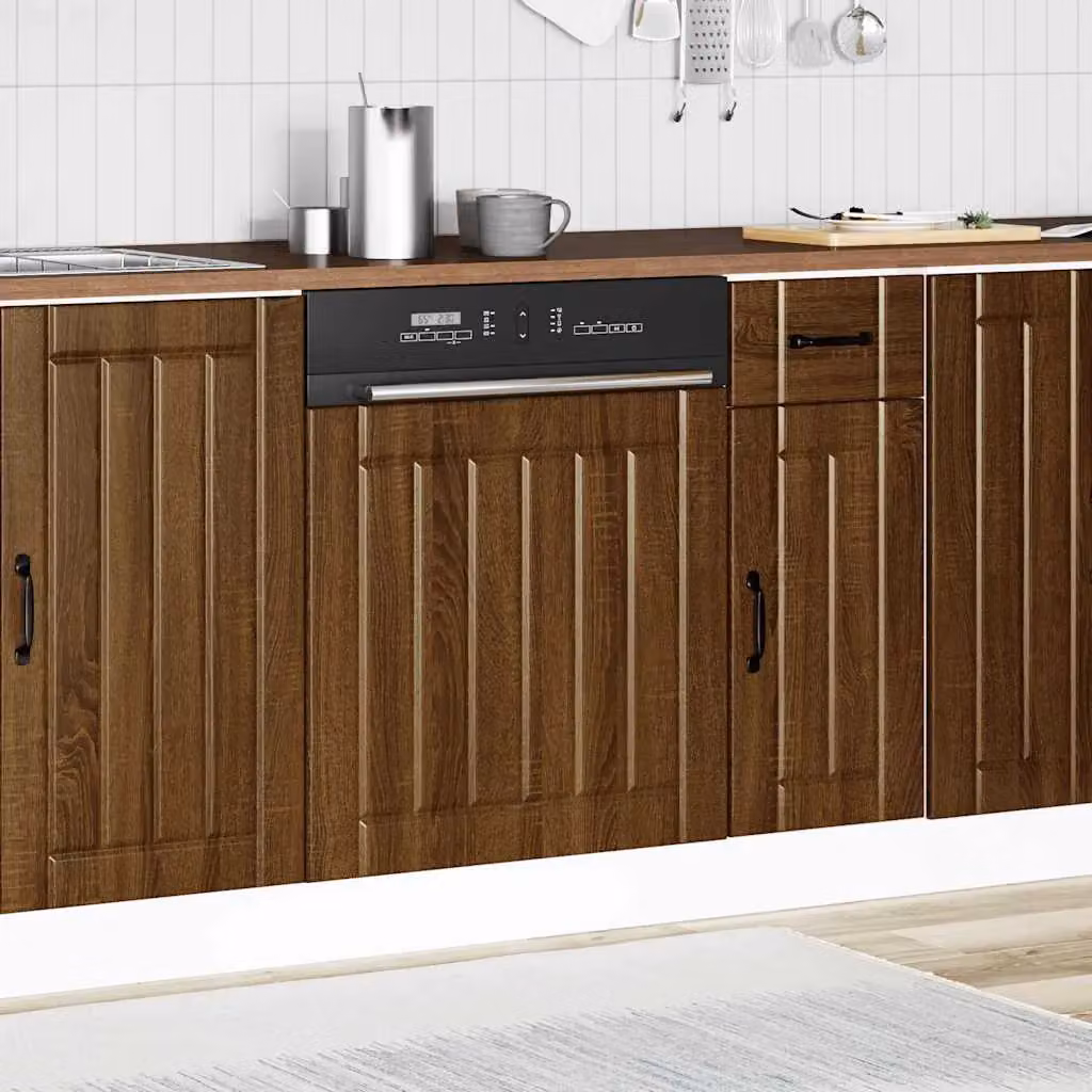 Berkfield Home Lucca Dishwasher Panel in Brown Oak Engineered Wood – 3