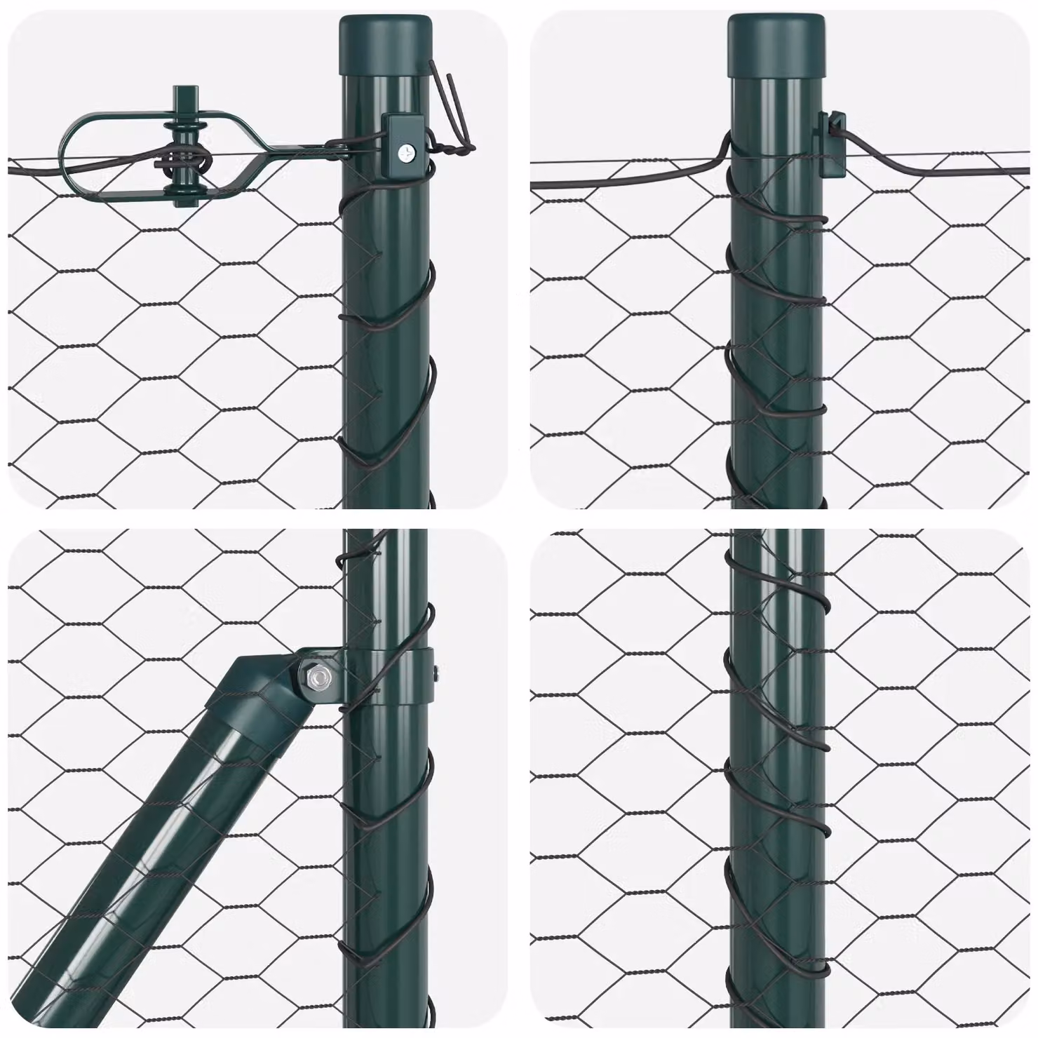 Berkfield Home Hexagon Wire Mesh Fence, Grey and Green Powder-Coated Steel, H: 40 cm x L: 50 m – 2