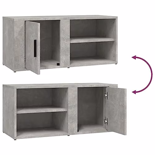 vidaXL Set of 2 Modern TV Cabinets in Concrete Grey, Engineered Wood, W/D/H: 80 x 31.5 x 36 cm – 4