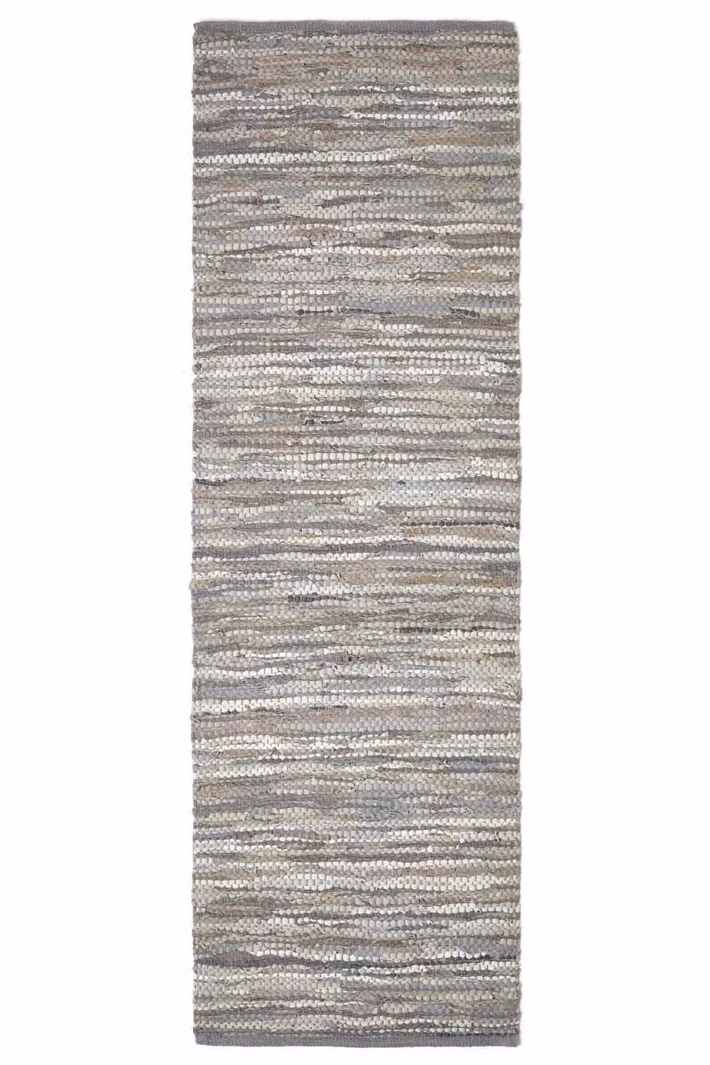 Homescapes Denver Woven Leather Hall Runner, Grey, W: 66 cm, L: 200 cm – 2