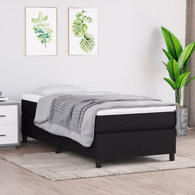 Berkfield Home Single Upholstered Fabric Bed Frame in Black – 1