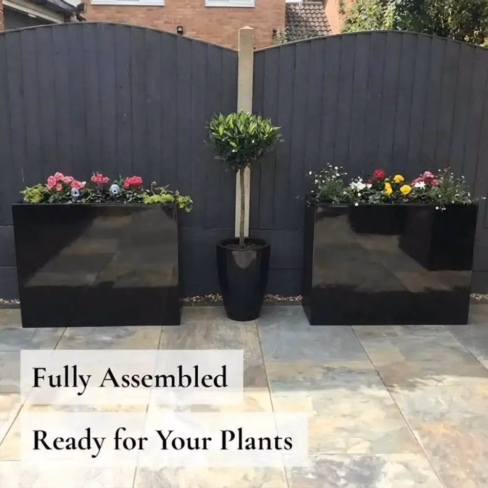 Access Garden Products Galvanised Steel Trough Planter, Black, W: 80 cm, H: 60 cm, D: 25 cm – 5